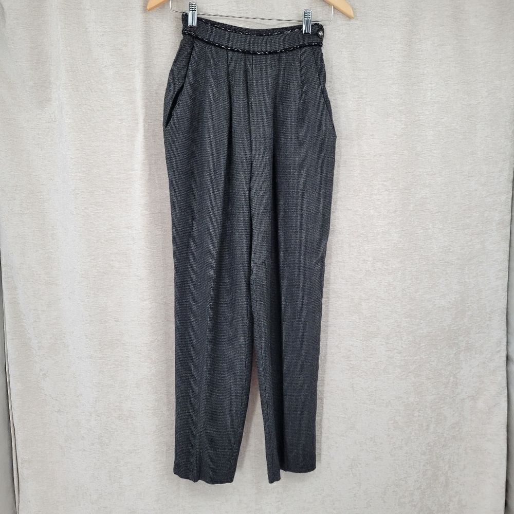 En Route Vintage Micro Houndstooth High Waisted Pleated Trousers Women's Small